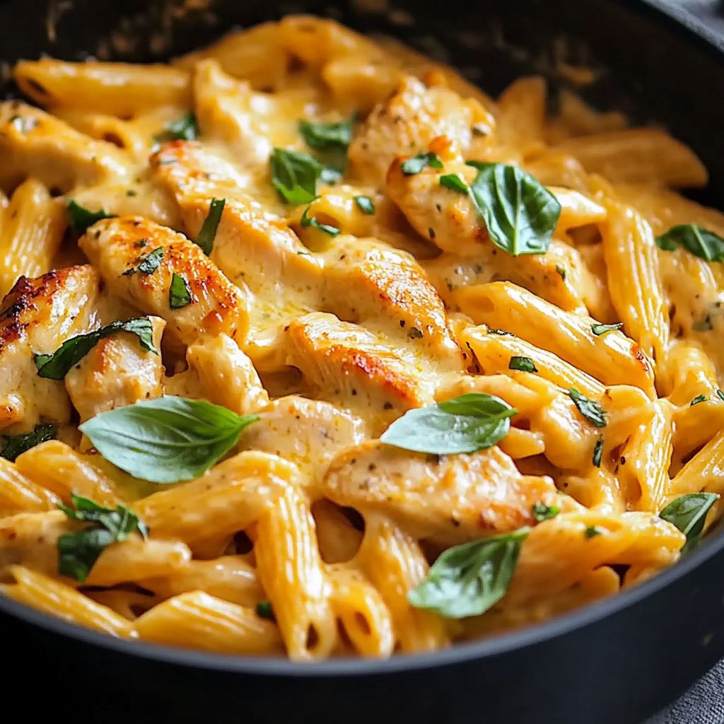 Hähnchen Mozzarella Pasta überbacken