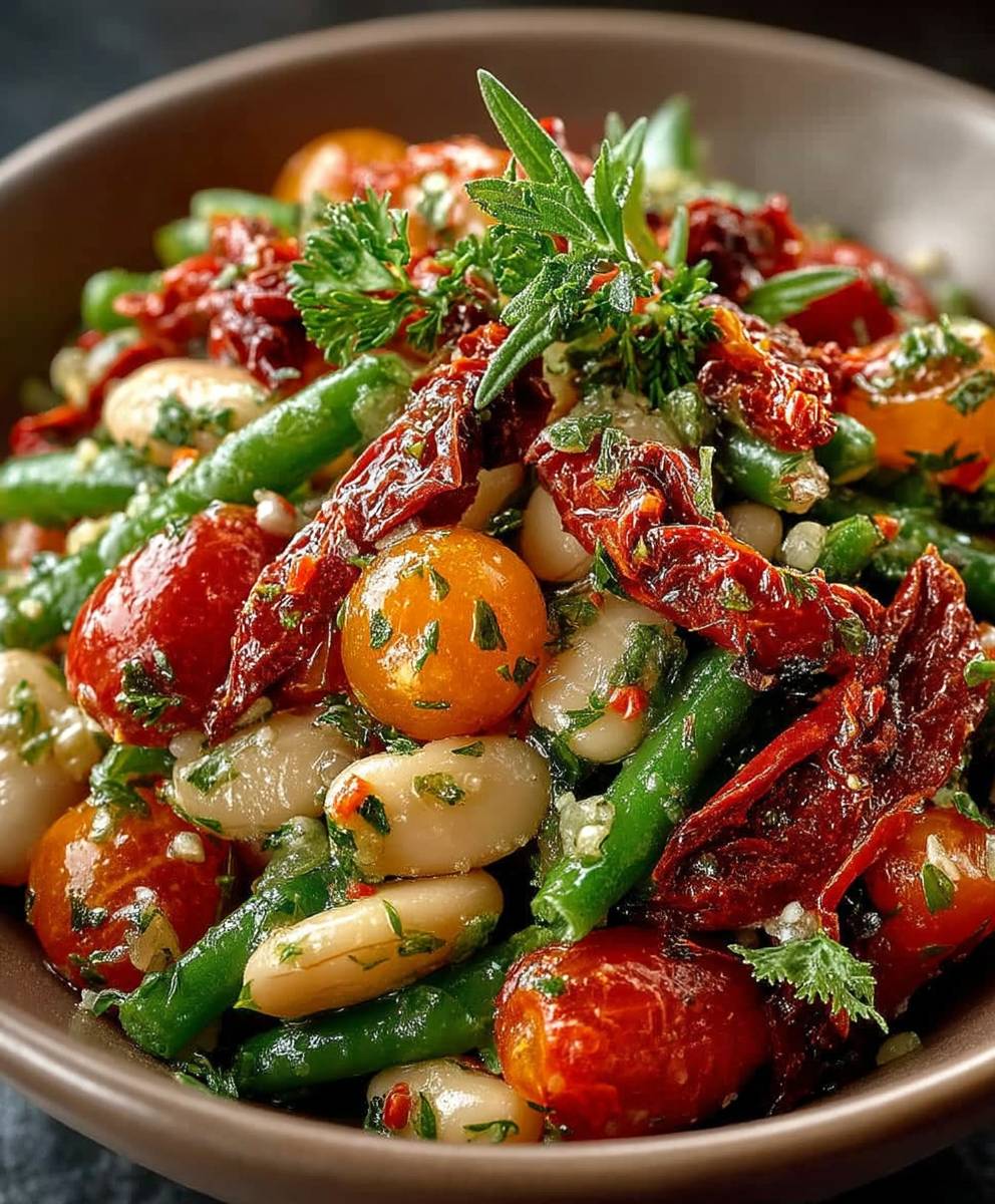 Marinierter Bohnensalat getrocknete Tomaten