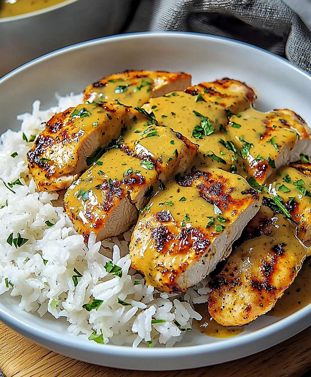 Honig Senf Hähnchen mit Reis