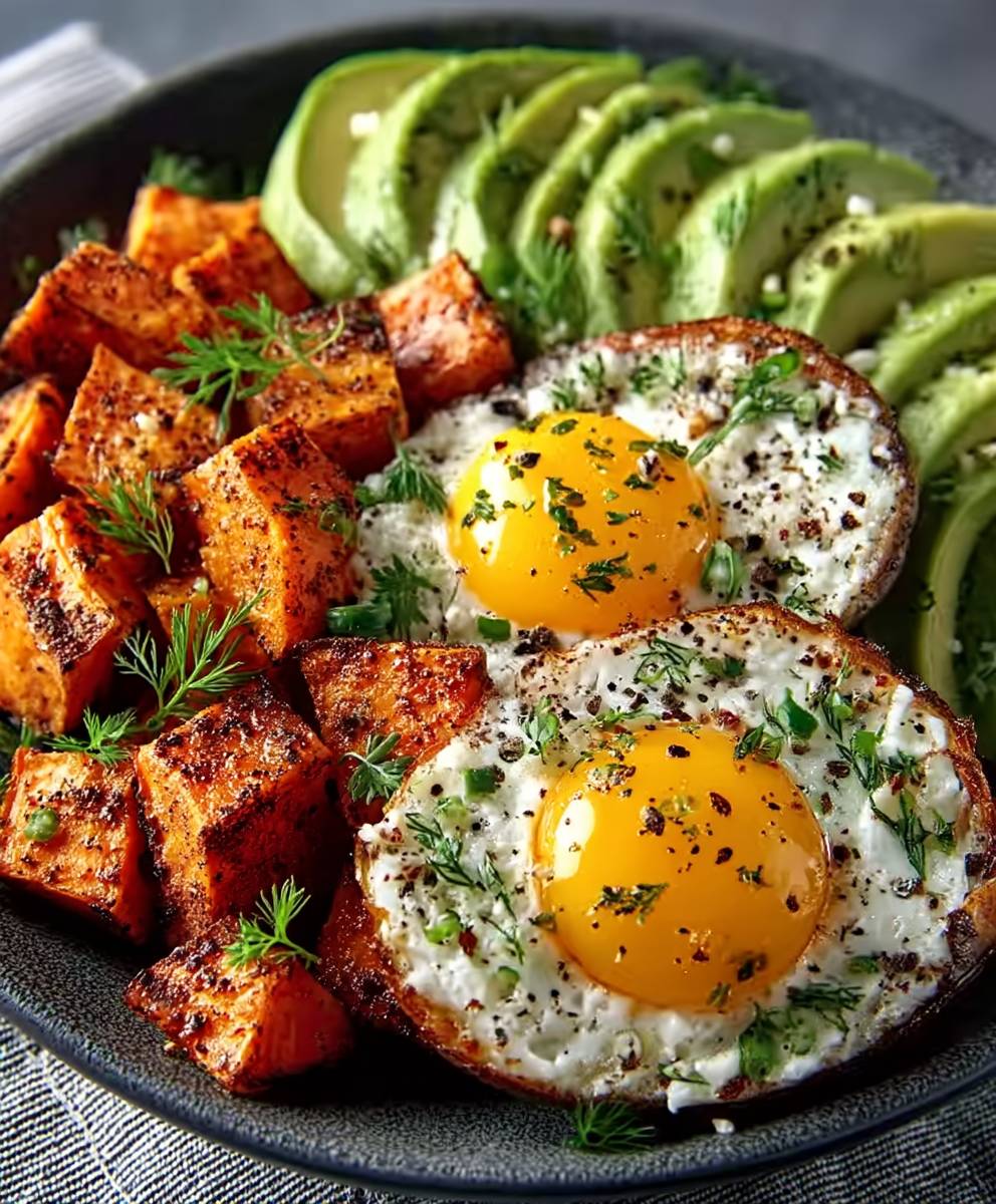 Süßkartoffel Avocado Spiegelei