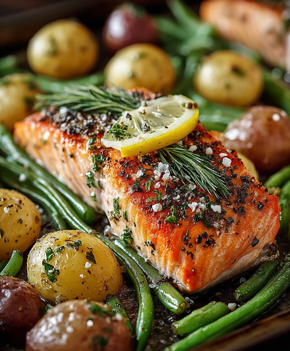 Blechlachs mit Gemüse