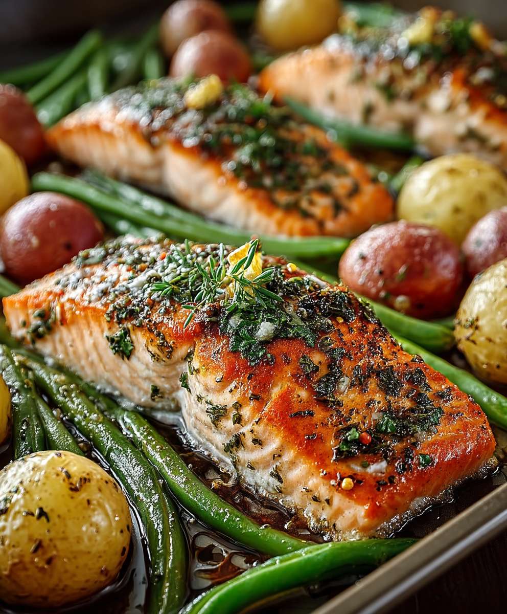 Blechlachs mit Gemüse