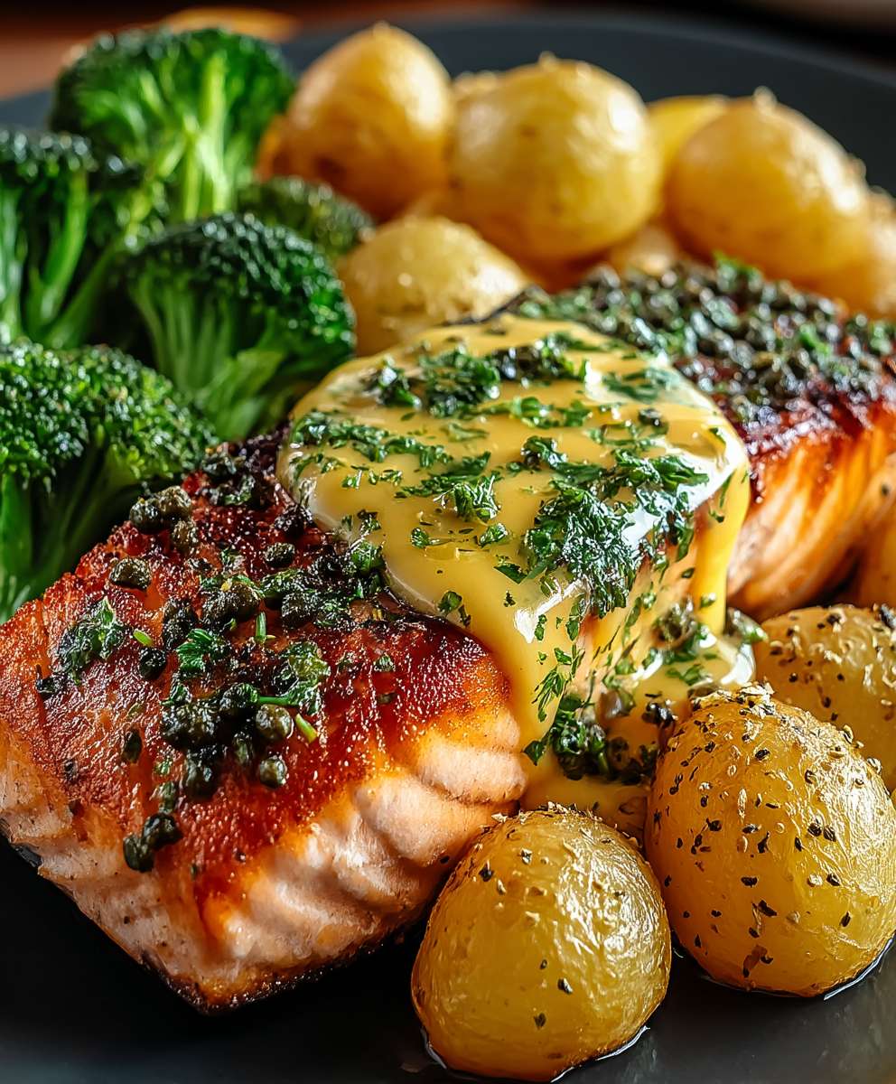 Zitronenbutterlachs Kartoffeln Brokkoli
