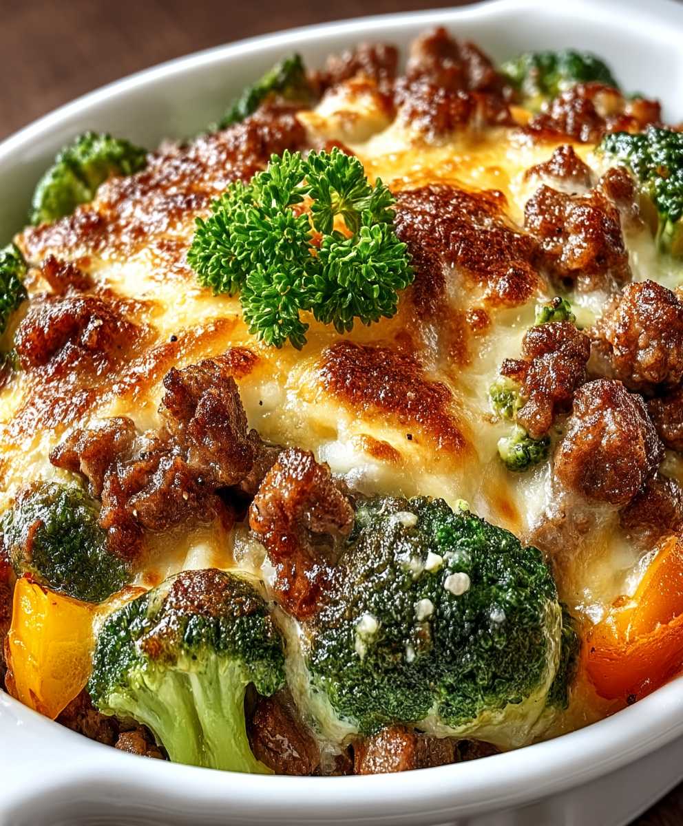 Fitness Auflauf Brokkoli Hackfleisch