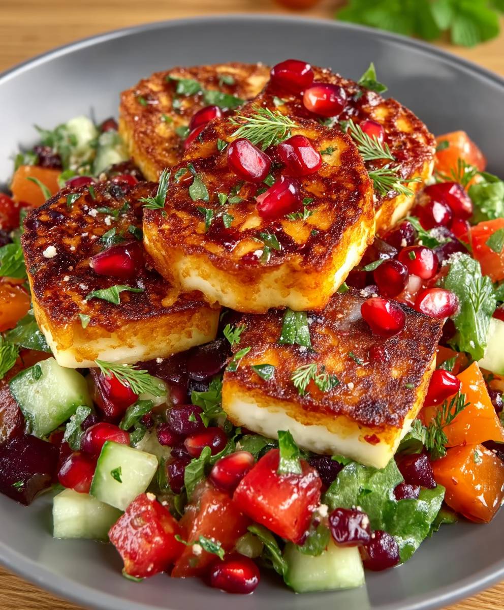 Halloumi Salat mit Granatapfel