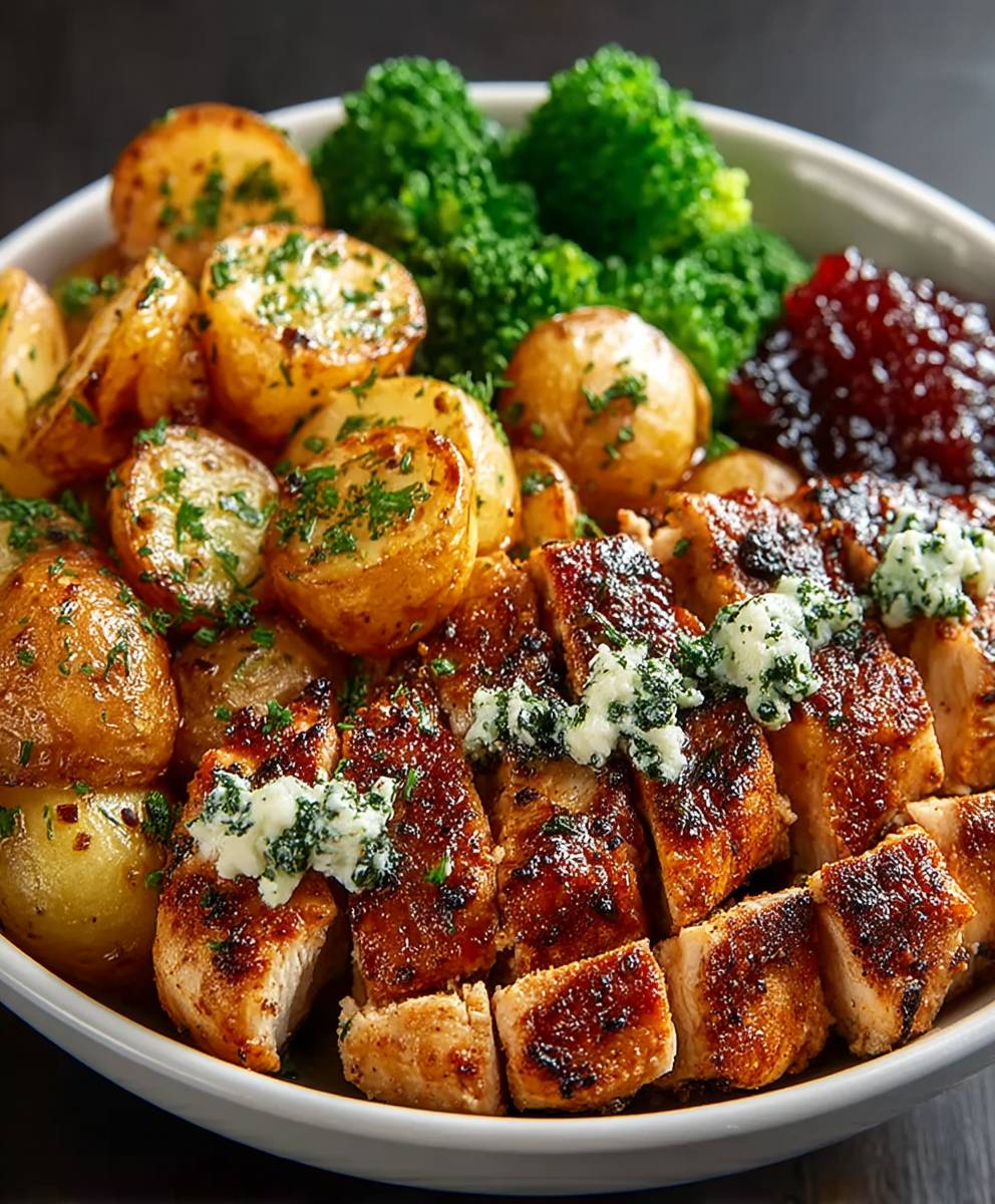 Hähnchen Bowl mit Röstkartoffeln