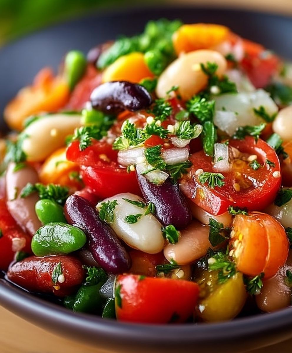 Mediterraner Bohnensalat einfach schnell gesund