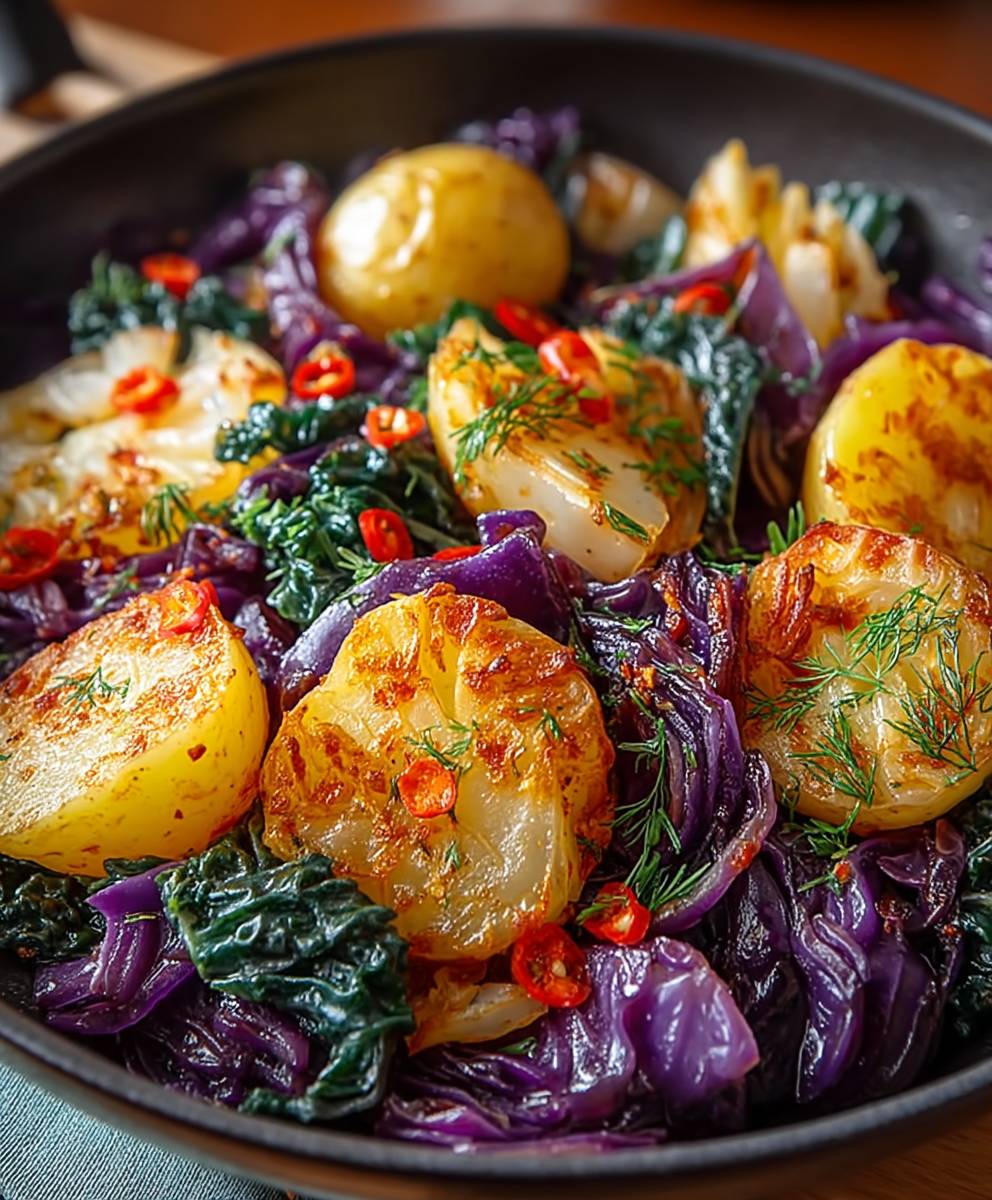Red Cabbage Potato Skillet