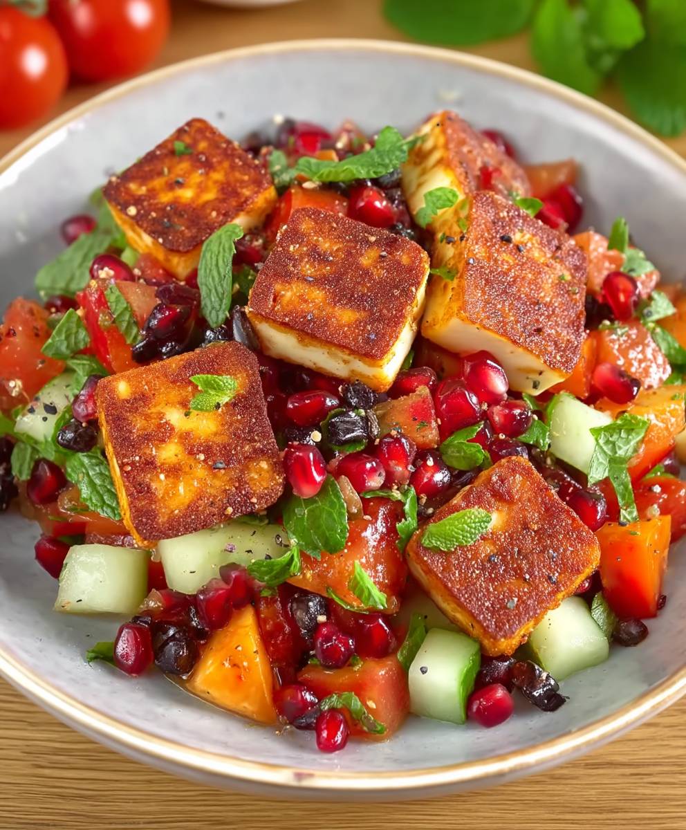 Halloumi Salat mit Granatapfel