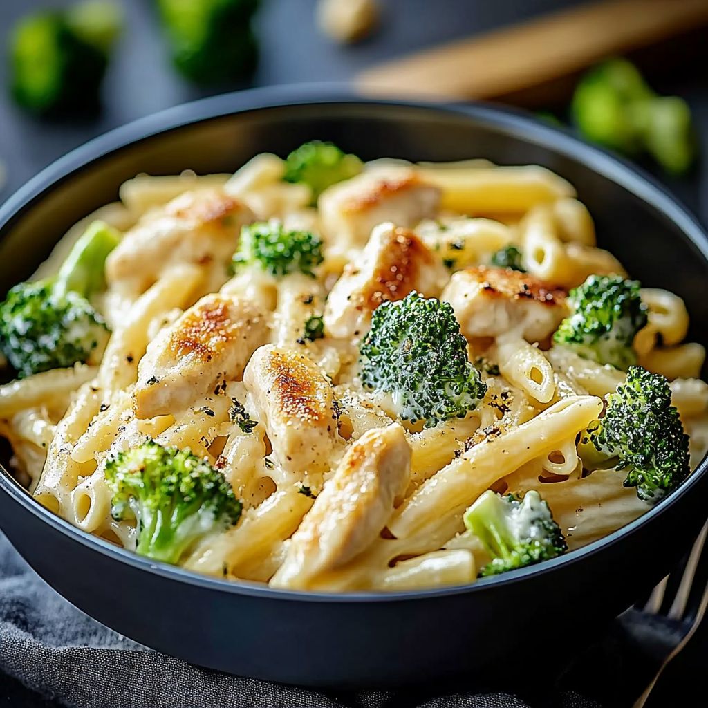 Cremige Hähnchen Brokkoli Pasta
