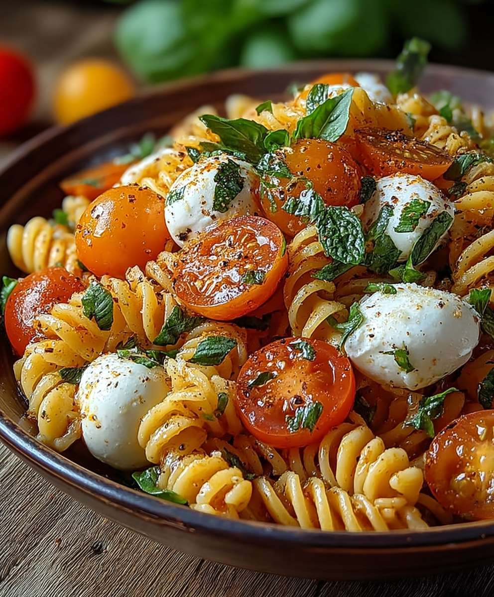 Caprese Pasta Salat Sommer