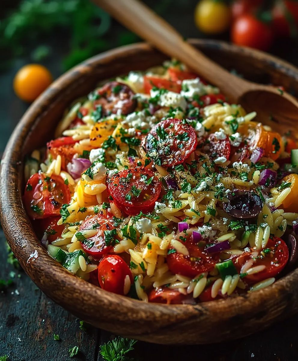 Mediterraner Orzo Salat Sommer