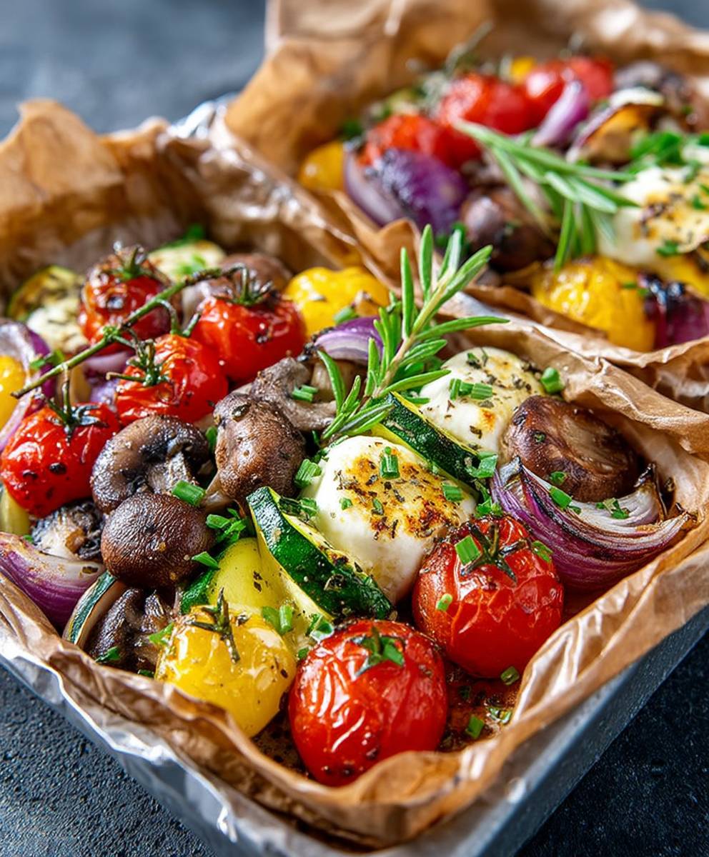 Gemüse Päckchen Grillen Mozzarella