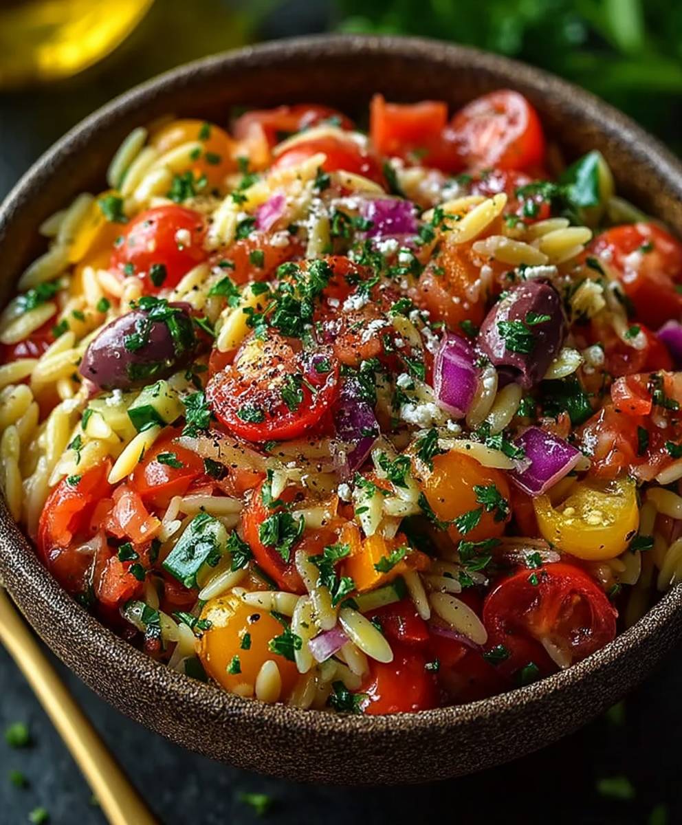 Mediterraner Orzo Salat Sommer