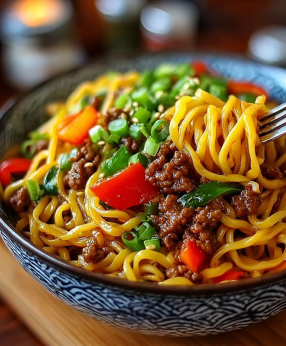 Schnelle Fleisch Nudel Pfanne