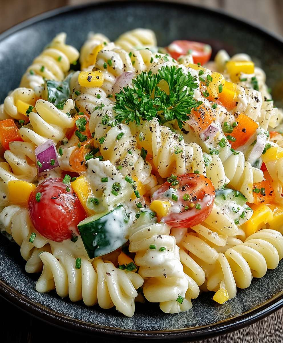 Leichter Nudelsalat Joghurt Dressing