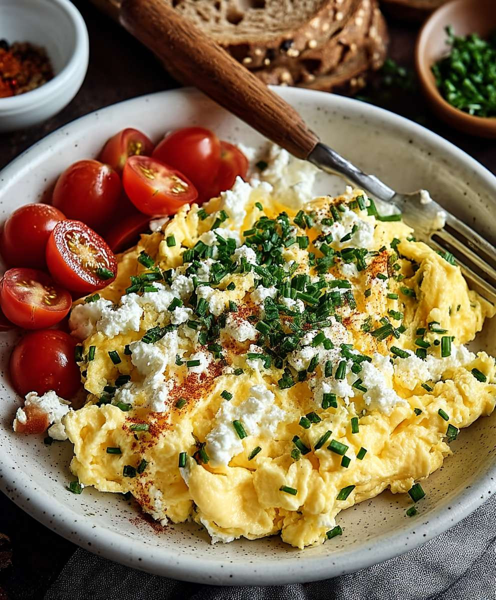 Rührei mit Hüttenkäse einfach zubereiten