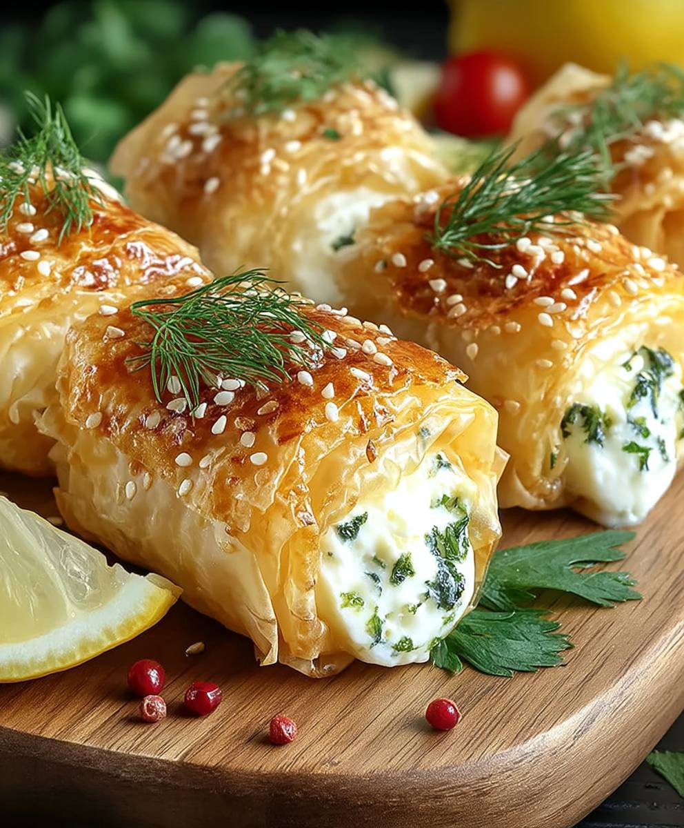 Ofen Gebackene Feta Röllchen