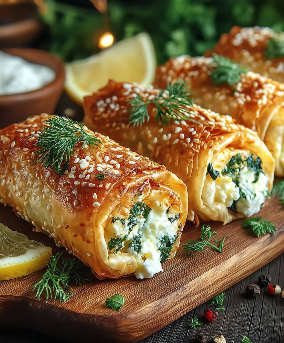 Ofen Gebackene Feta Röllchen