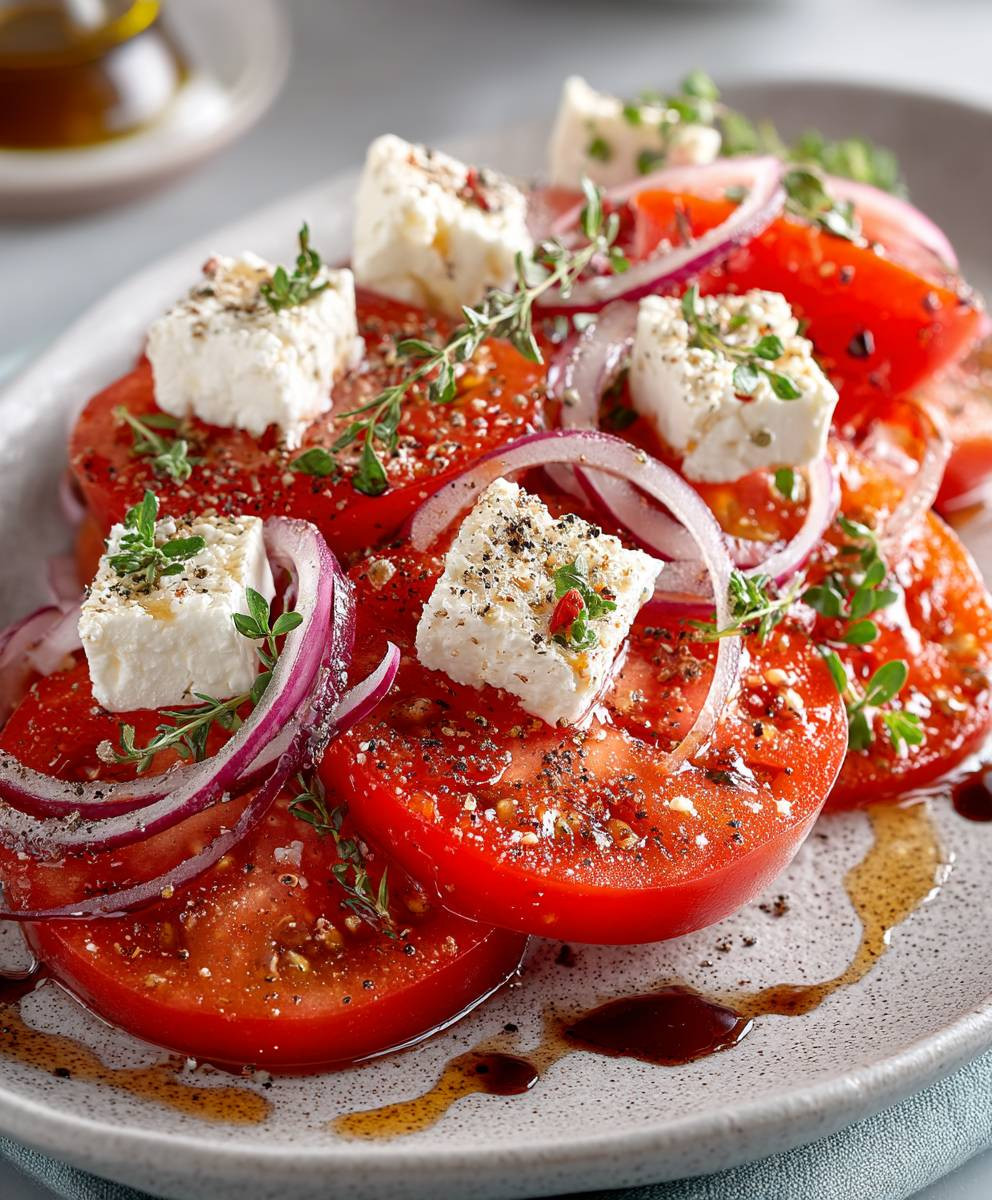 Tomatensalat mit Feta Zwiebeln