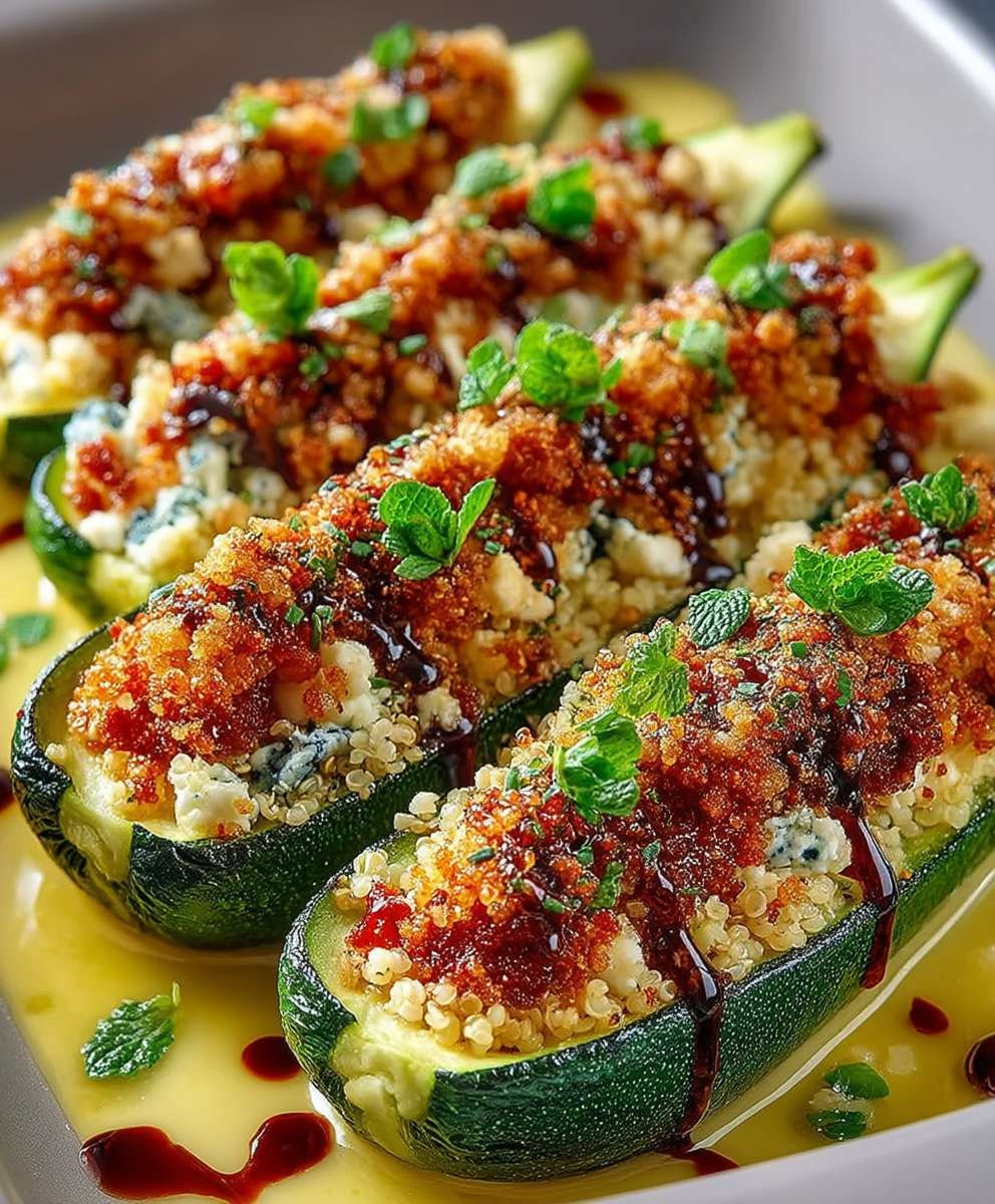 Gefüllte Zucchini Couscous Feta