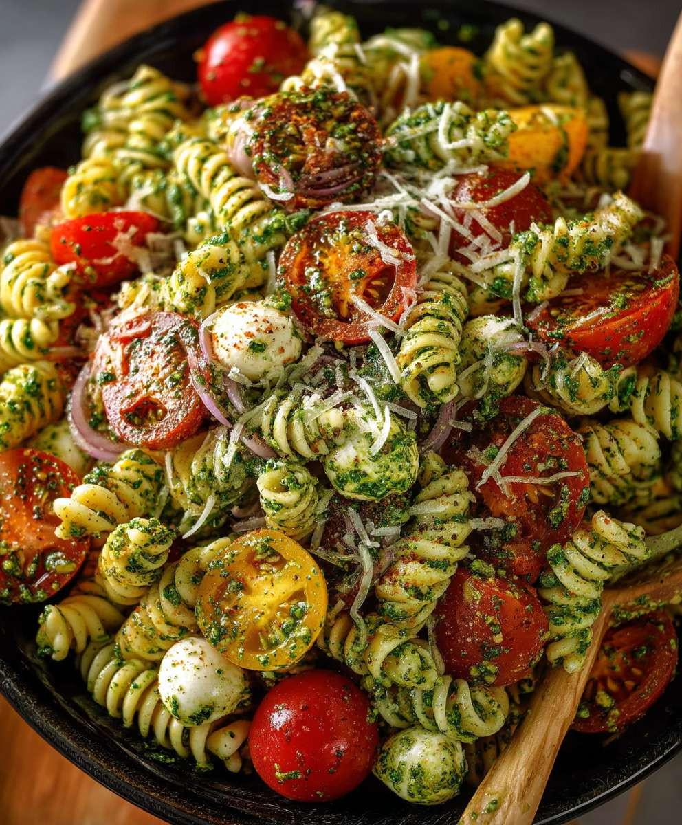 Pesto Pasta Salat mit Tomaten