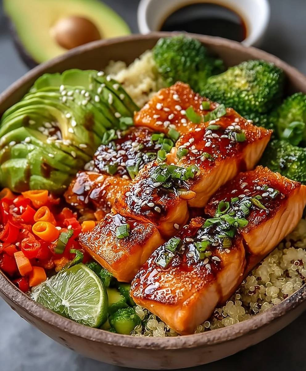 Knusprige Lachs Bowl gesund zubereiten