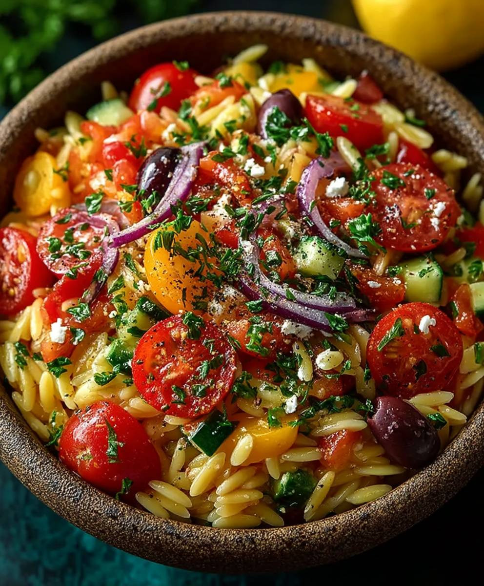 Mediterraner Orzo Salat Sommer