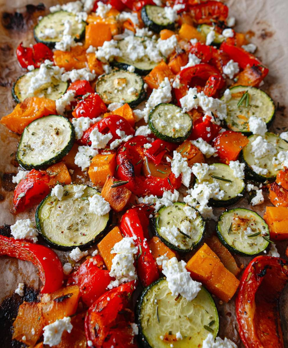 Ofengemüse mit Kürbis und Feta