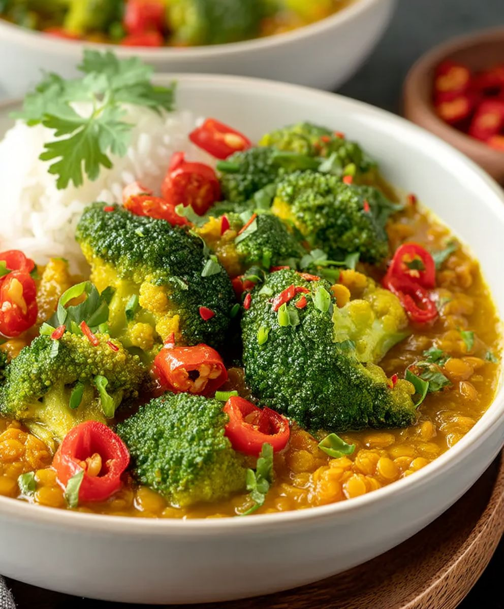 Brokkoli Curry rote Linsen