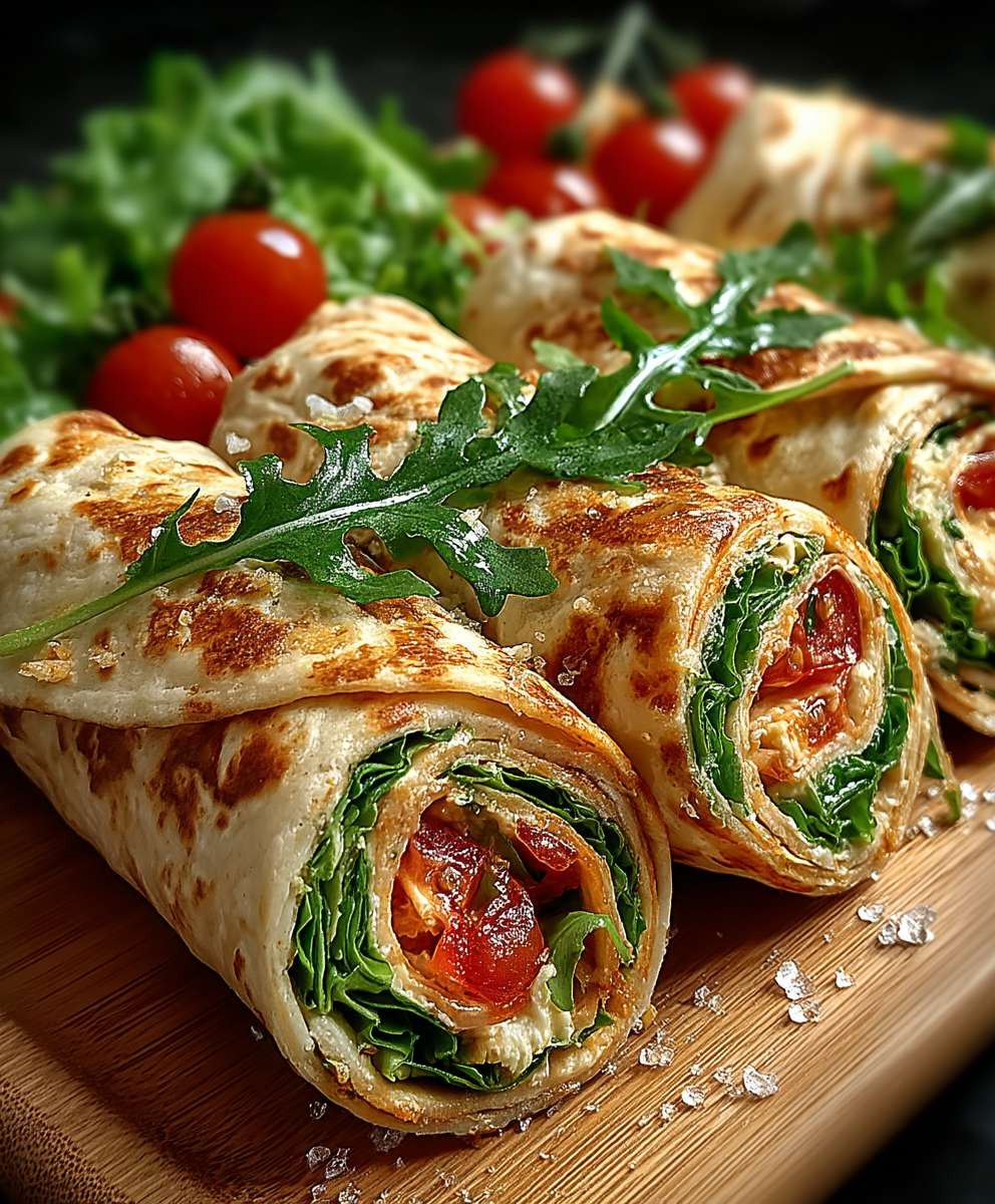 Vegetarische Wraps Rucola Tomaten