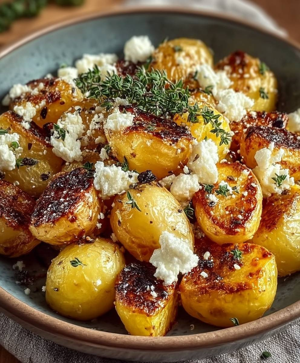 Geröstete Kartoffeln Feta Knoblauch