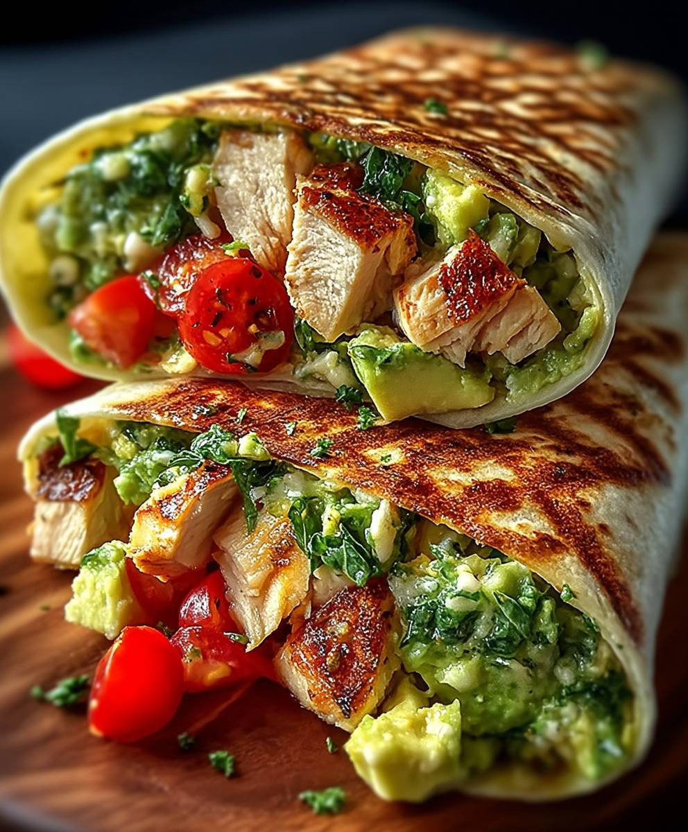 Cremige Avocado Hähnchen Wraps