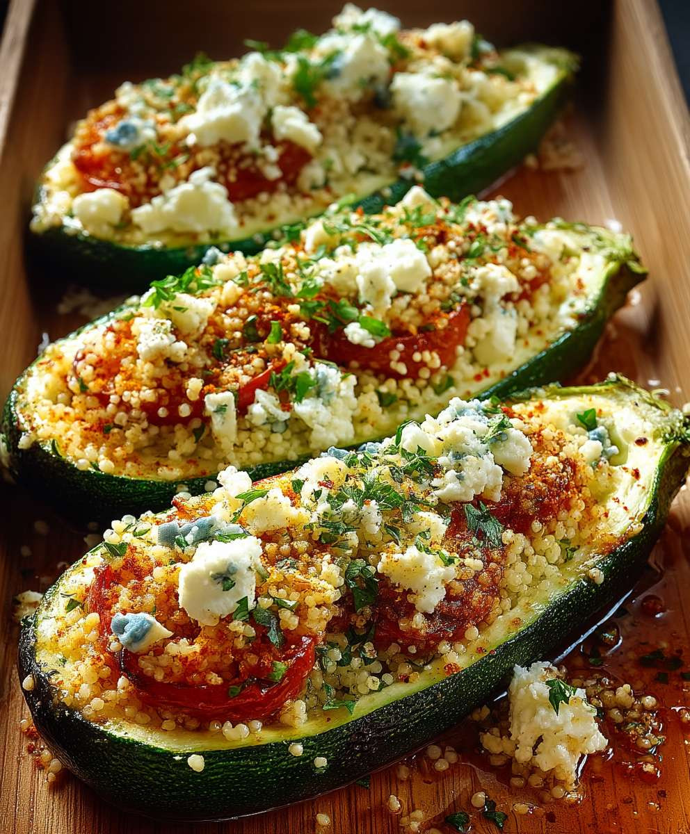 Gefüllte Zucchini Couscous Feta