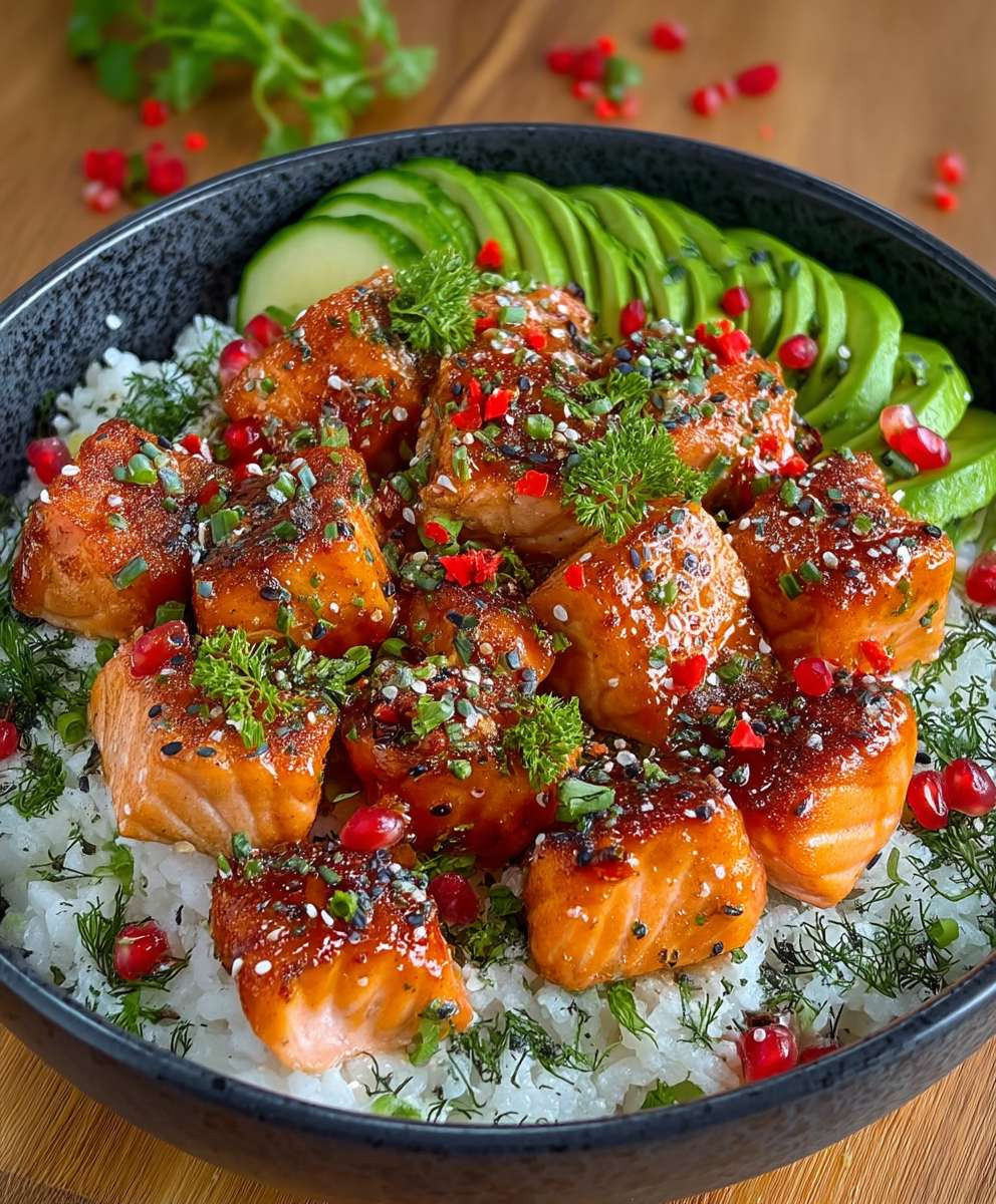 Lachs Bowl mit Reis