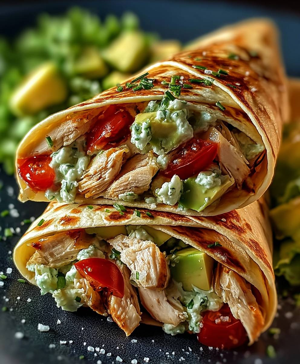 Cremige Avocado Hähnchen Wraps