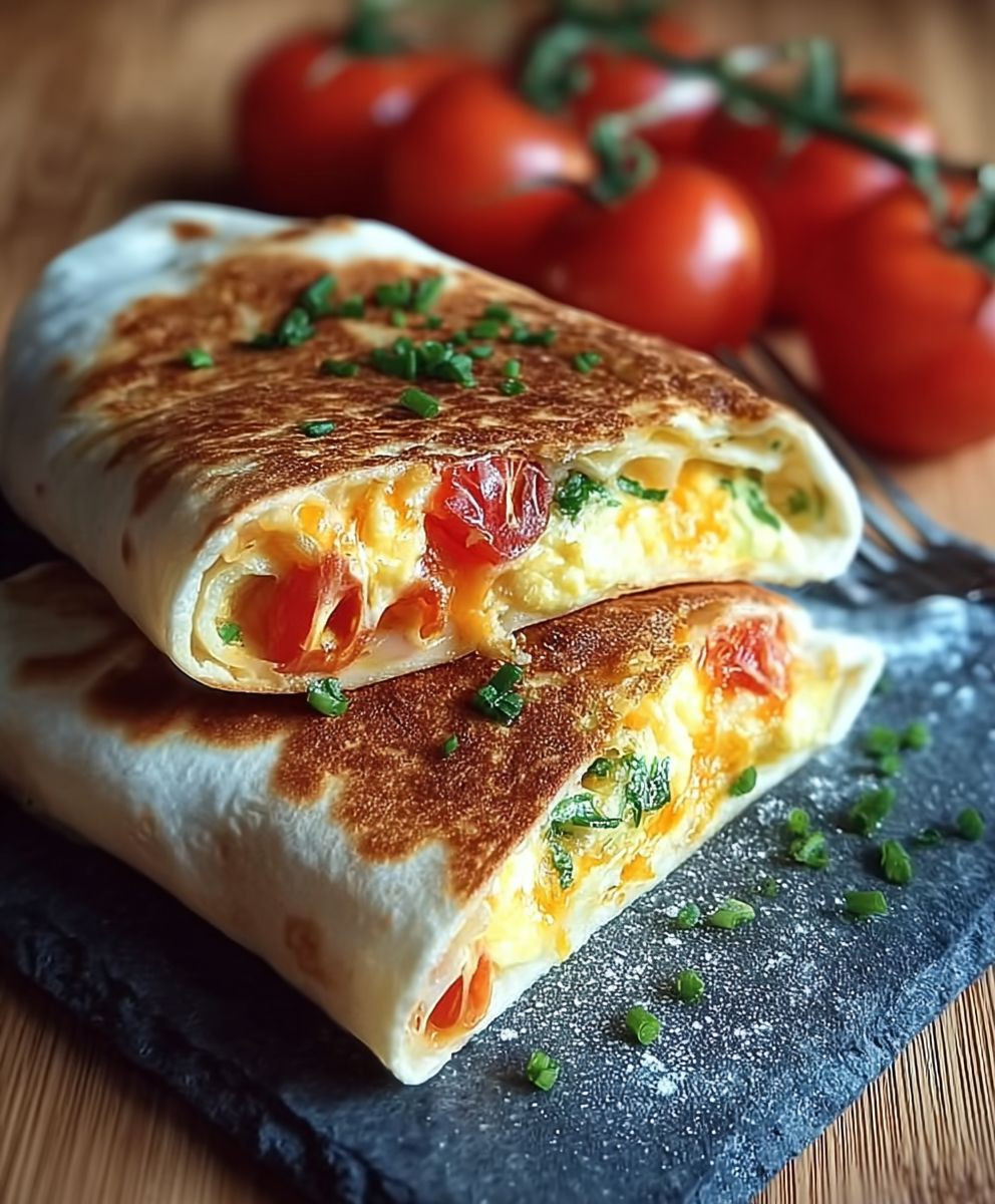Frühstückswrap Ei Käse Tomaten