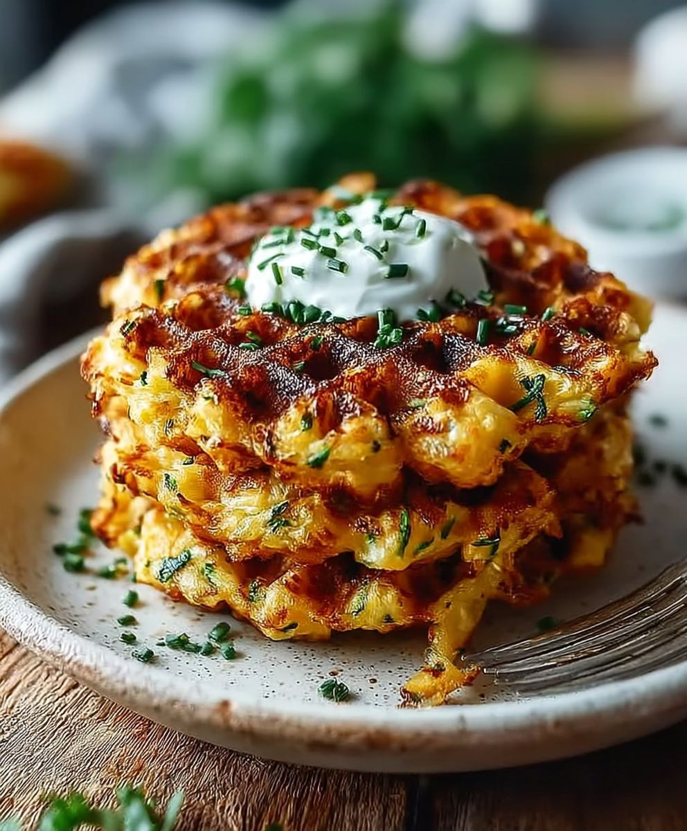 Zucchiniwaffeln mit Cheddar