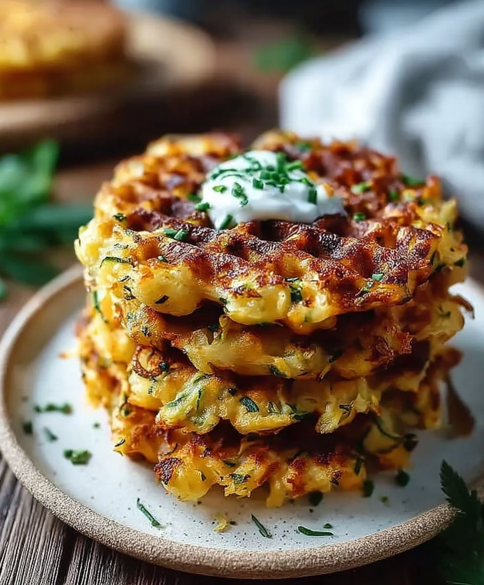 Zucchiniwaffeln mit Cheddar