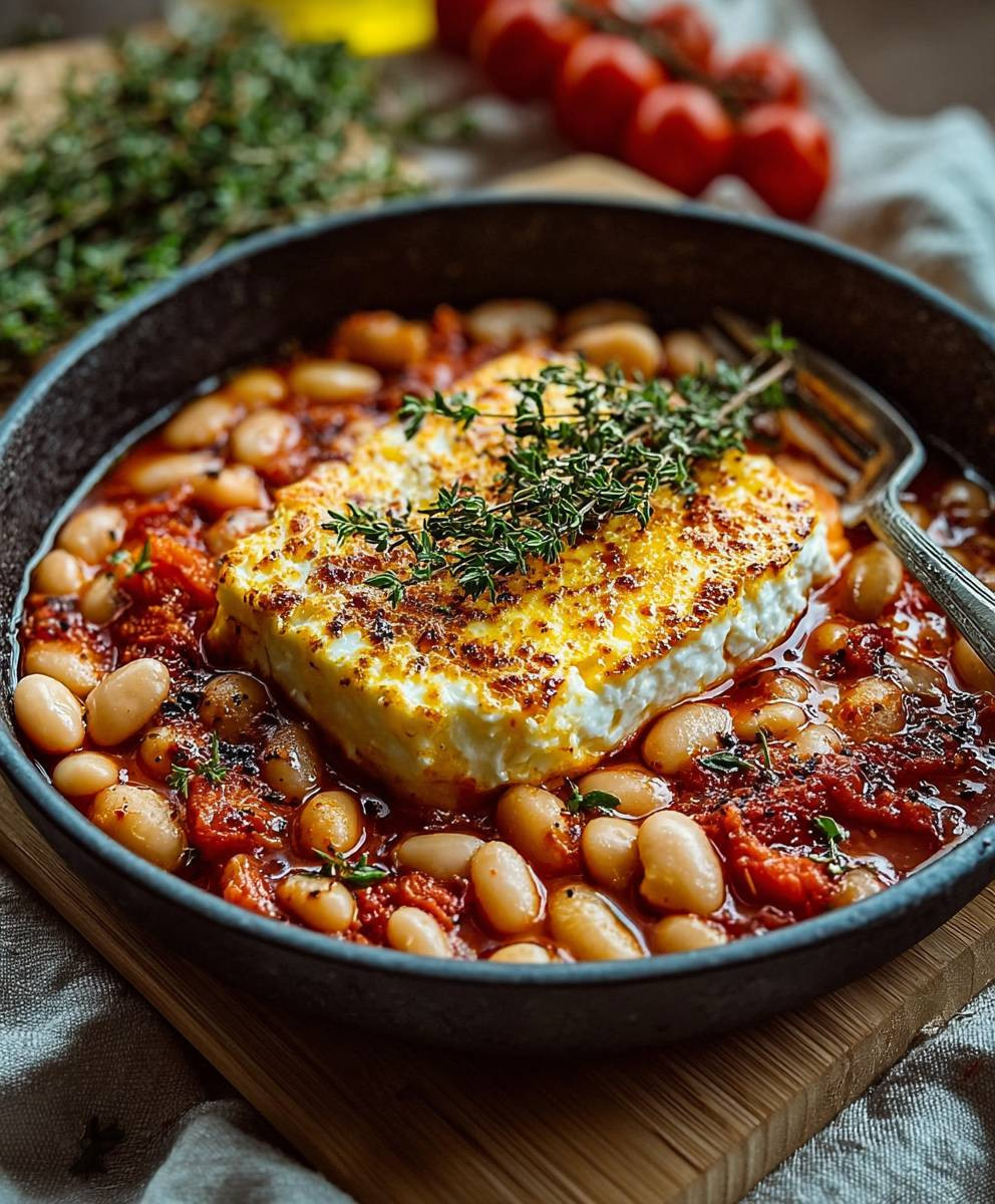 Gebackener Feta mit Riesenbohnen