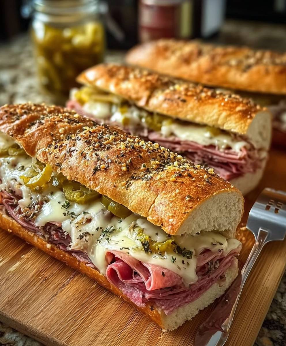 Italienische Sub Sandwiches gebacken