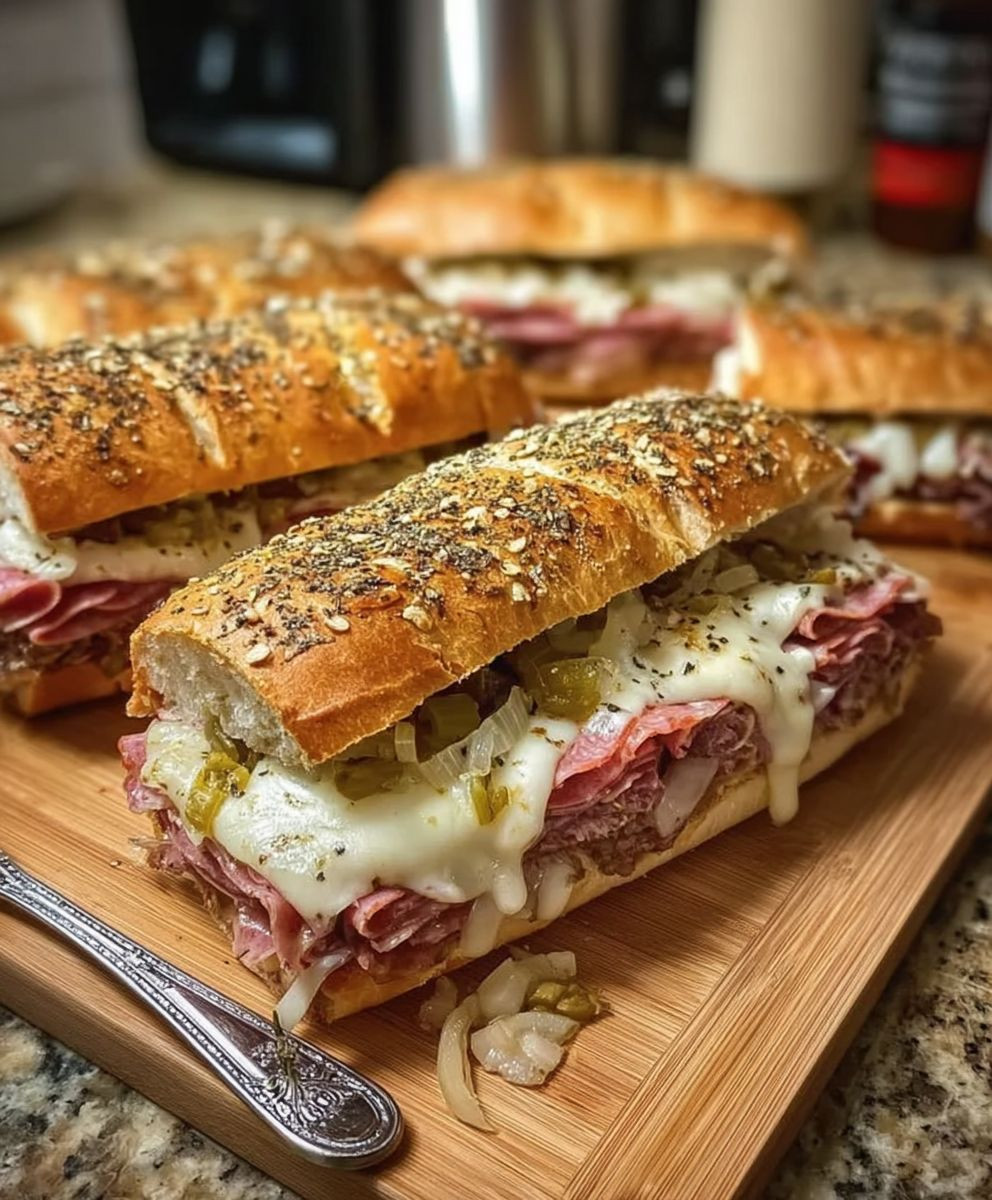 Italienische Sub Sandwiches gebacken