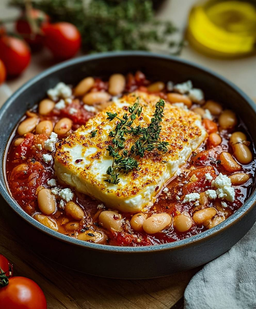 Gebackener Feta mit Riesenbohnen
