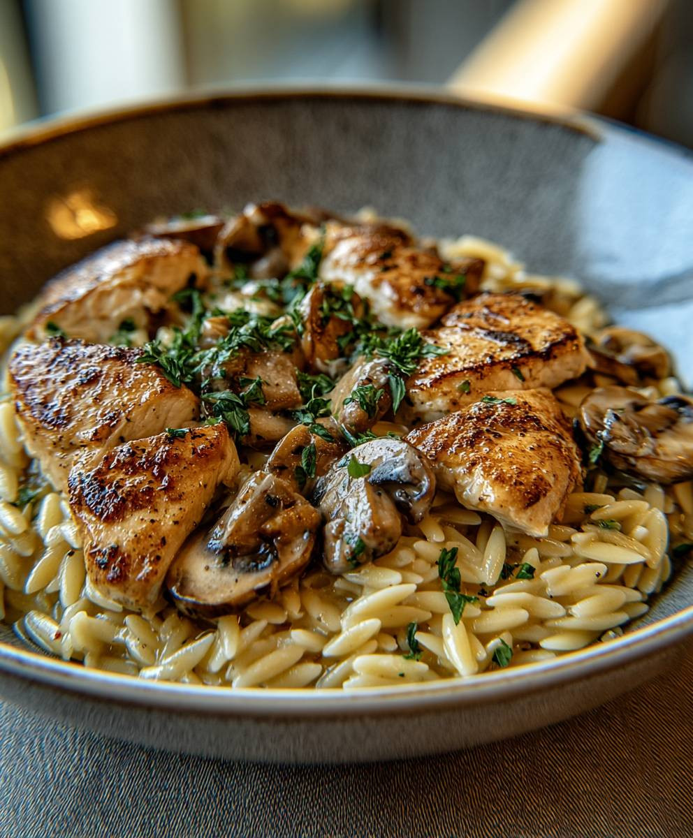 Marsala Hähnchen mit Orzo