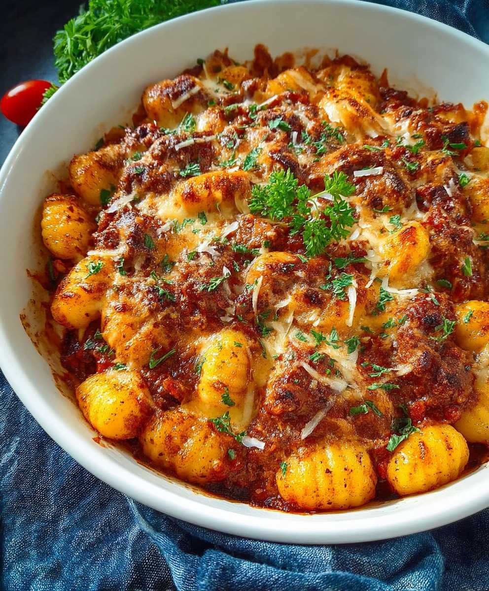 Bolognese Gratin Gnocchi schnell einfach