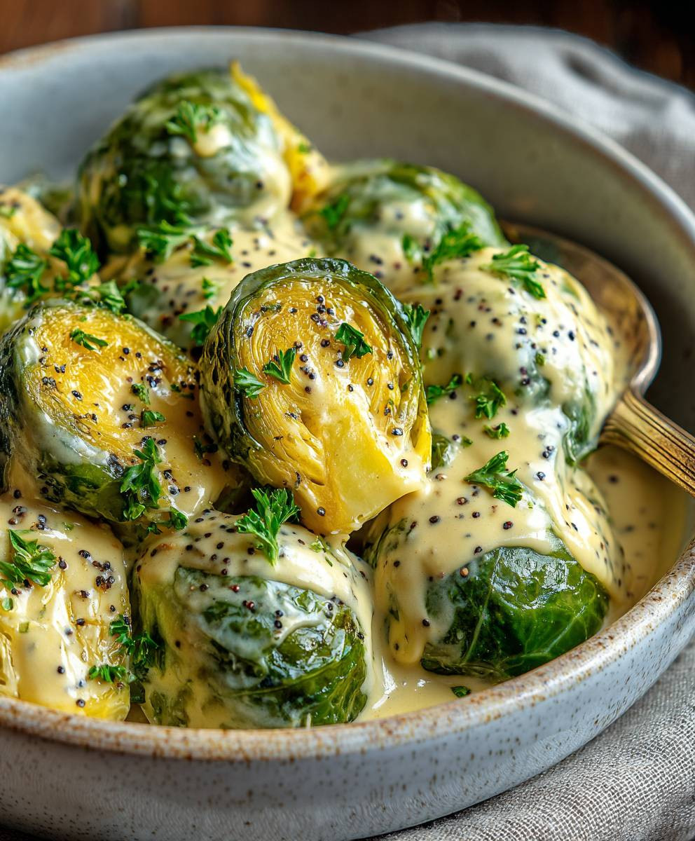 Rosenkohl Frischkäse Senfsauce