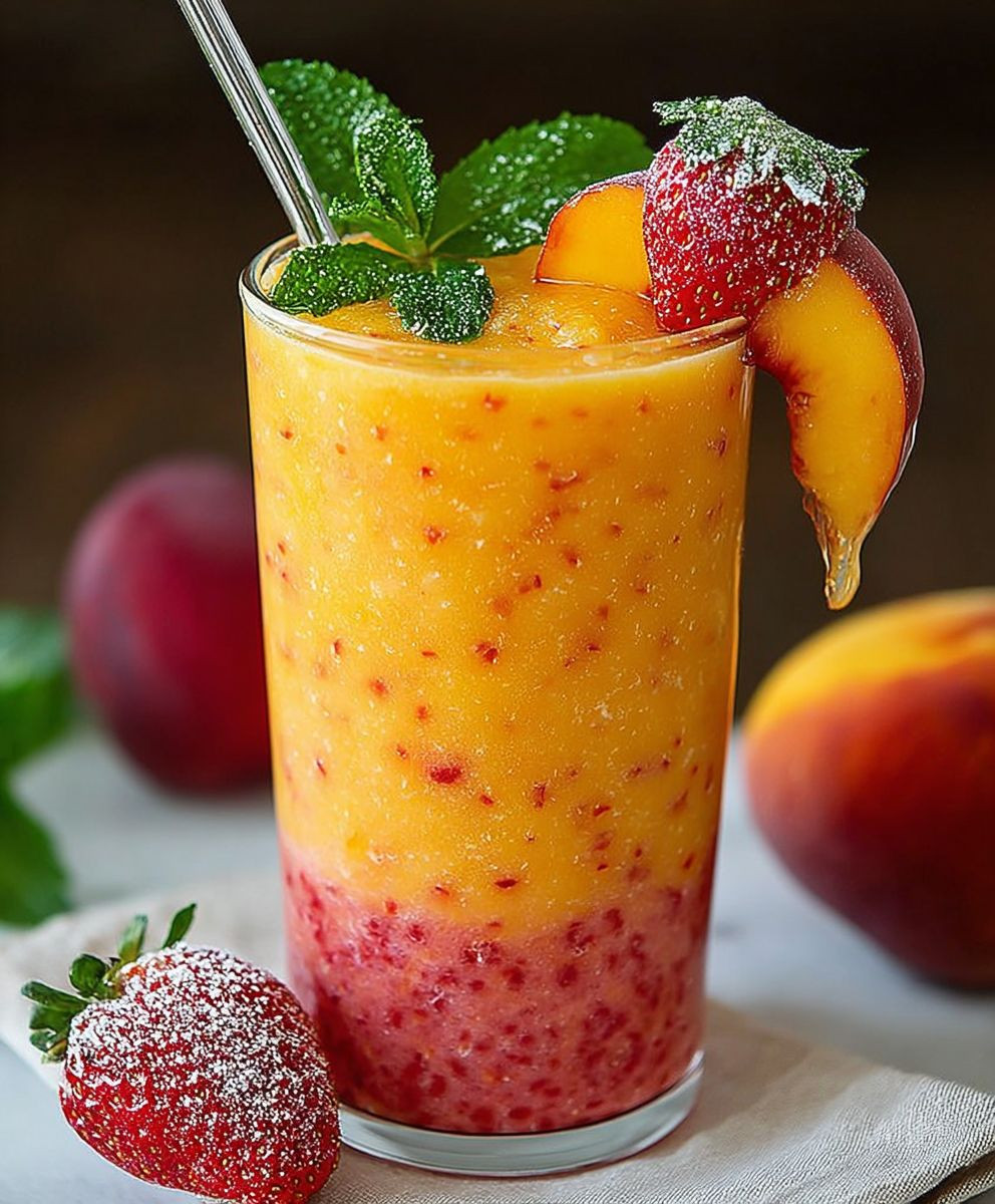 Mango Pfirsich Erdbeer Smoothie