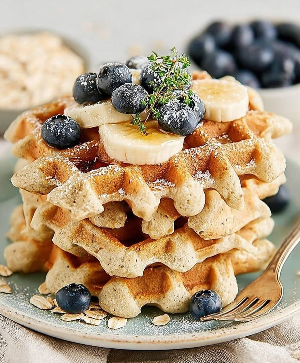Gesunde Haferflocken Waffeln Frühstück