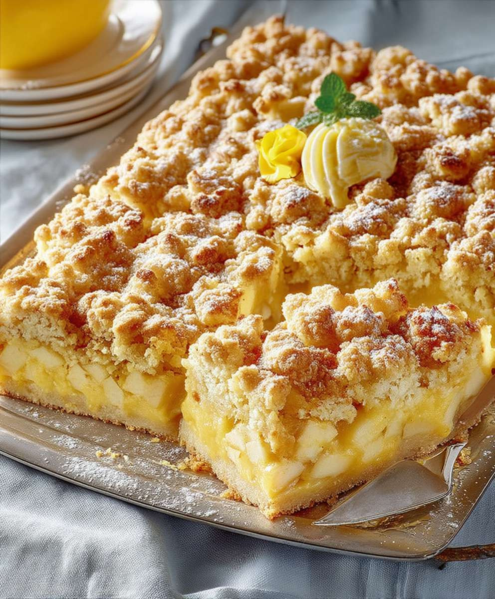 Apfelkuchen mit Pudding backen