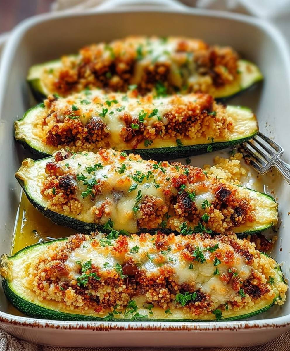 Gefüllte Zucchini Couscous Feta